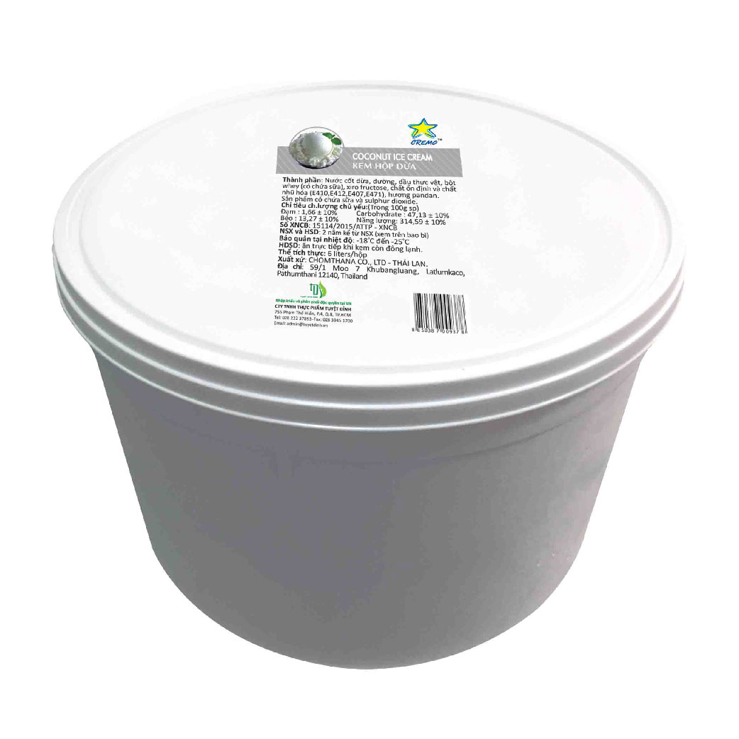 Kem hộp 6000ml vị dừa